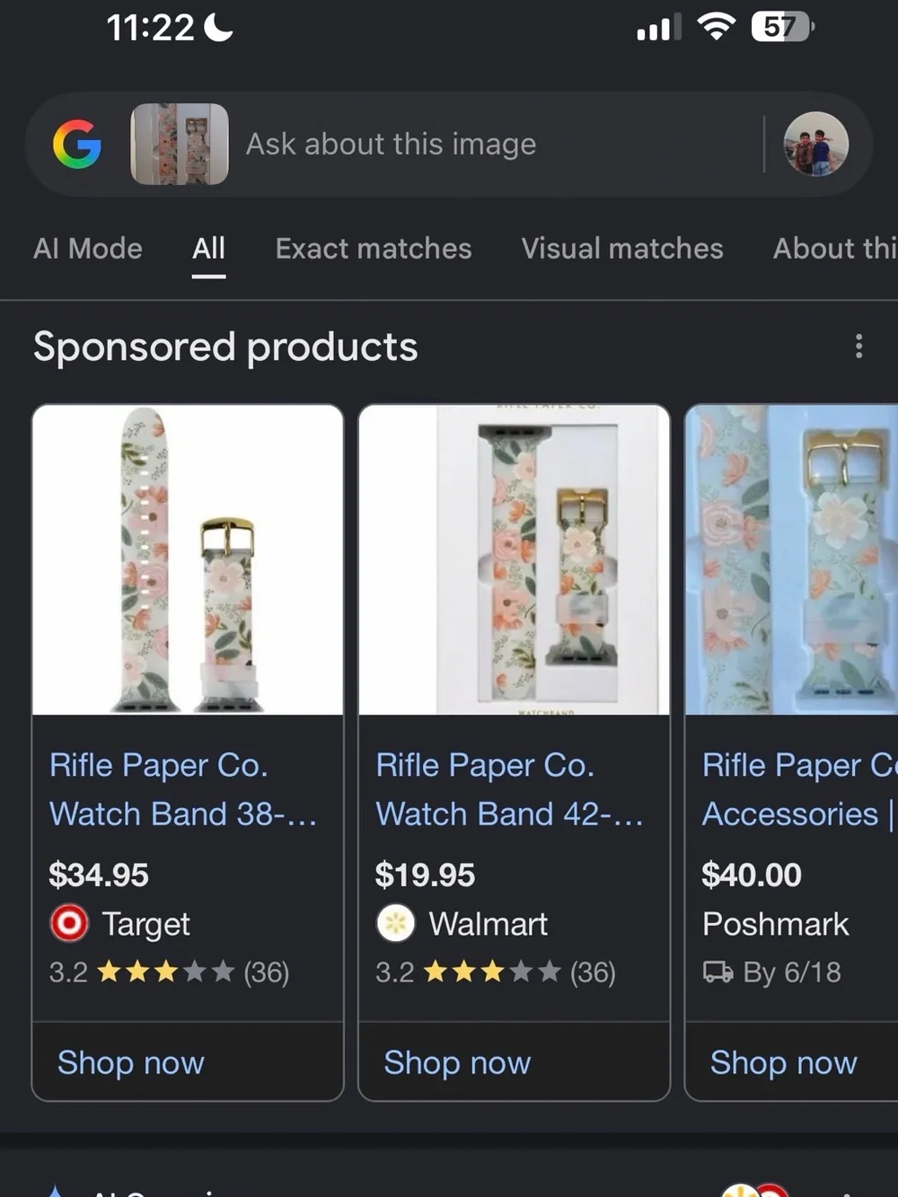 Rifle Paper Co Apple Watch Band With Flora Design, 38-41mm, New